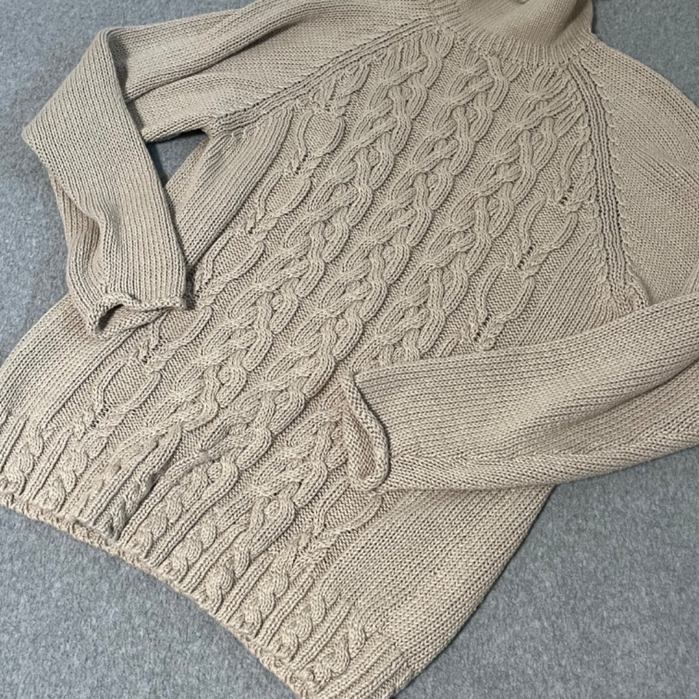 Vintage Rolled Turtleneck Sweater Womens Small Cable Knit Fisherman Preppy A… - Picture 8 of 9